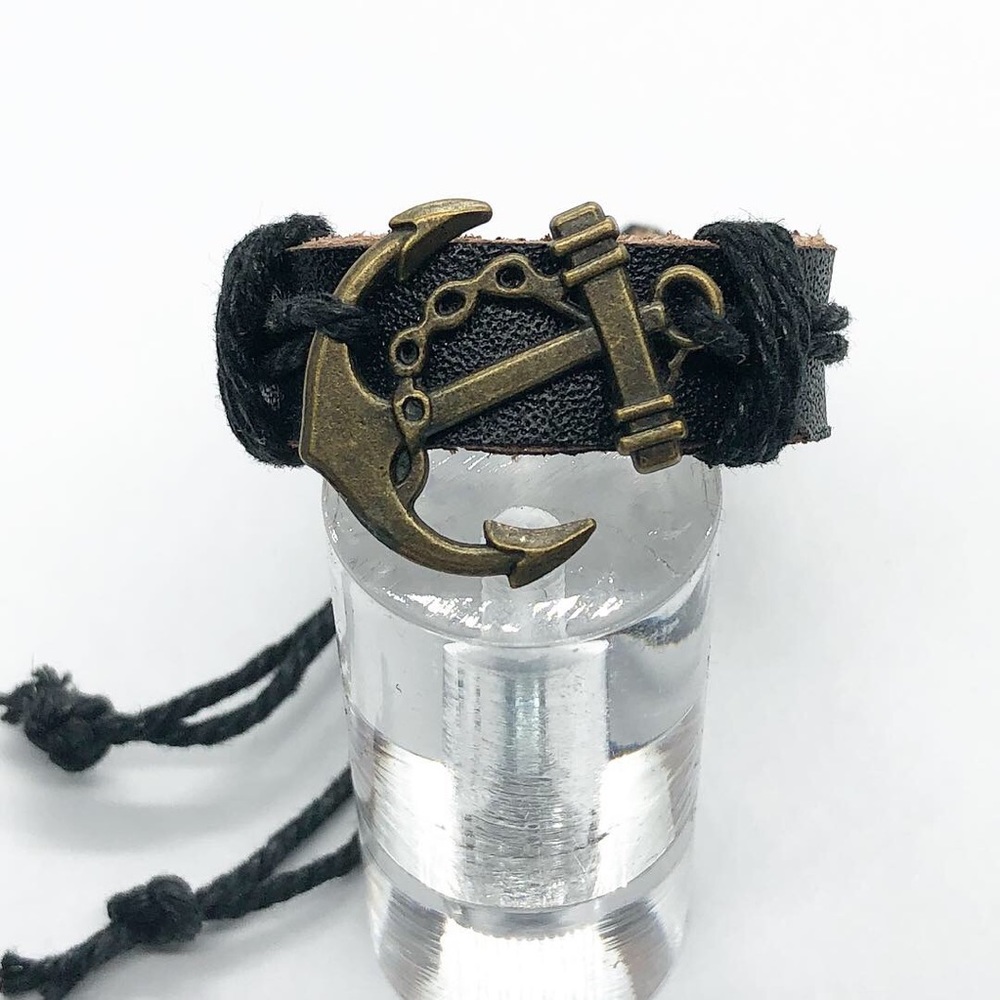 Black leather bracelet.